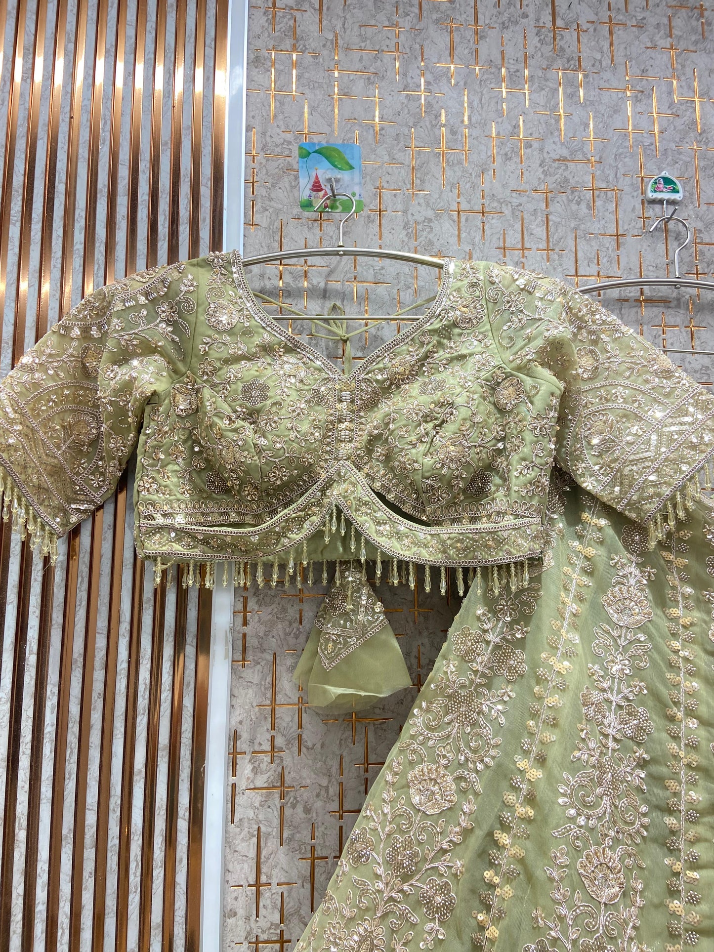 Fantastic green Crop top Lehenga