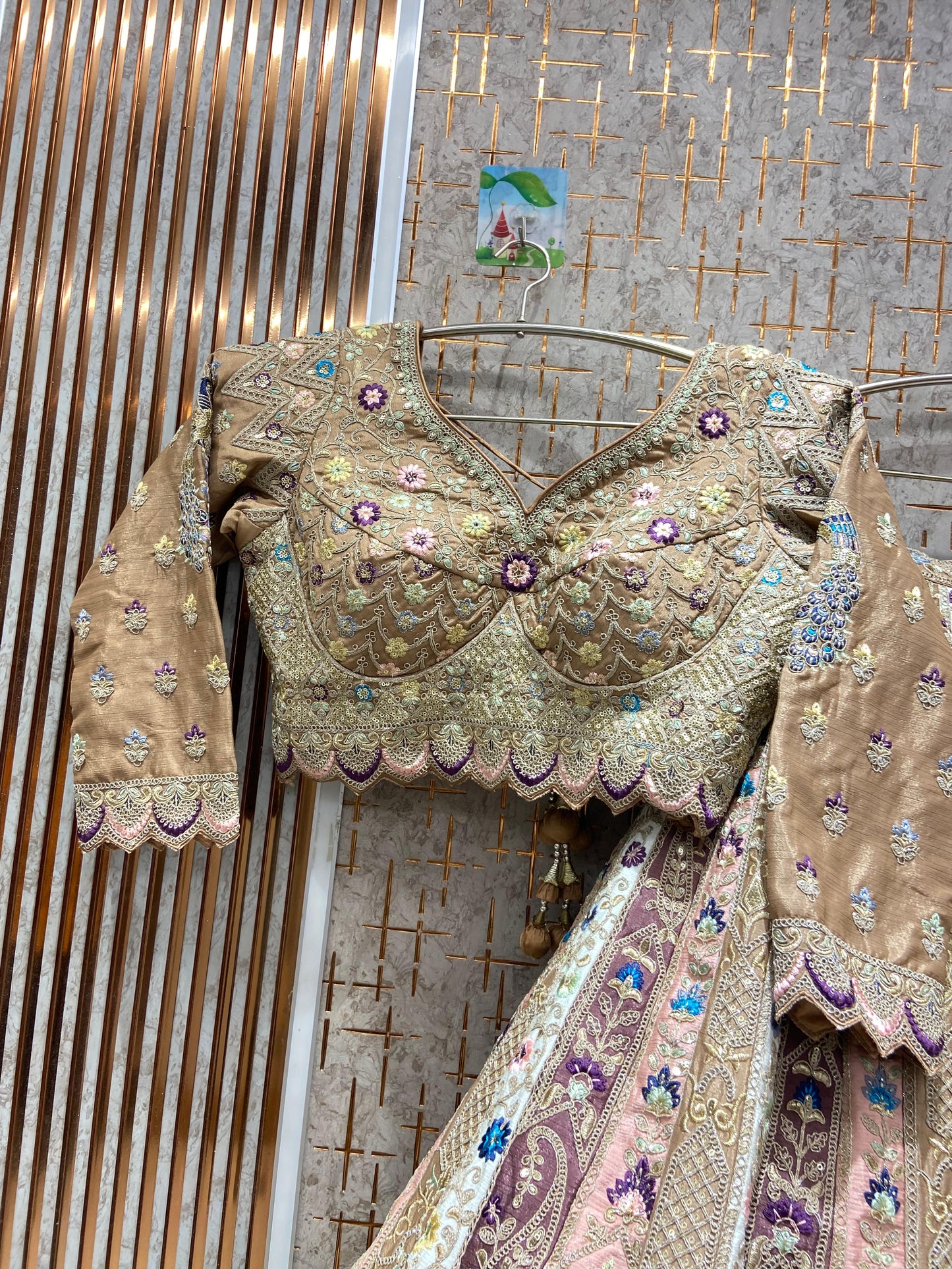 Fabulous White pink mustard Multicolour peacock Crop top Lehenga