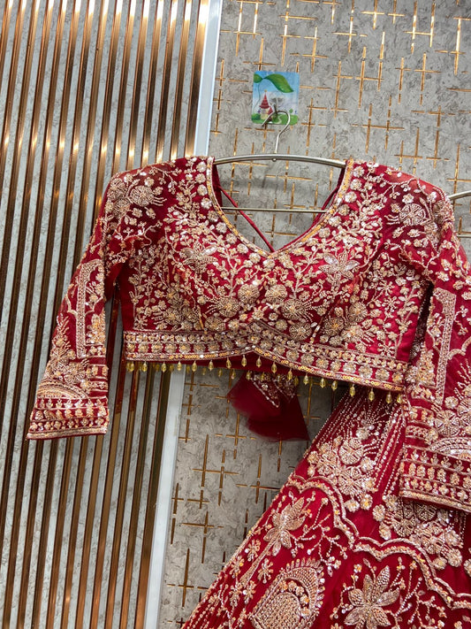 Lovely Red Crop top Lehenga