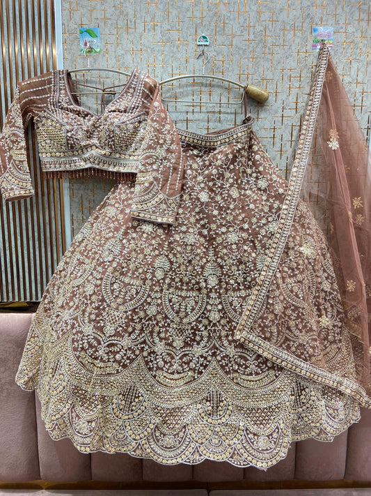 Lavishing Rust brown Crop top Lehenga