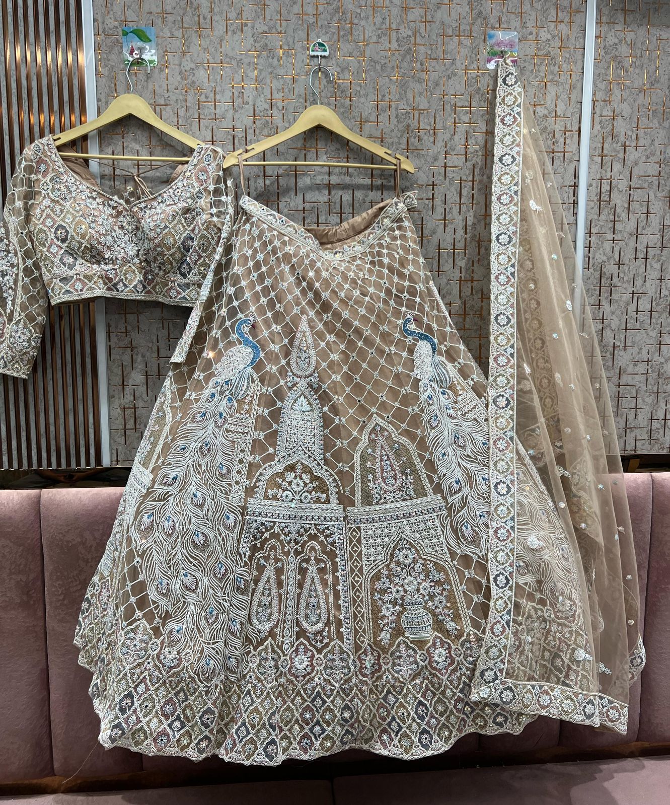 Amazing beige peach crop top Lehenga happy customer