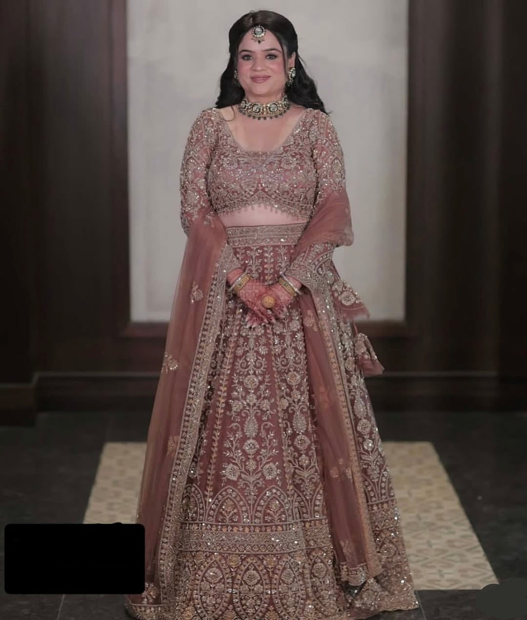Tremendous light peach Crop top Lehenga Happy Customer