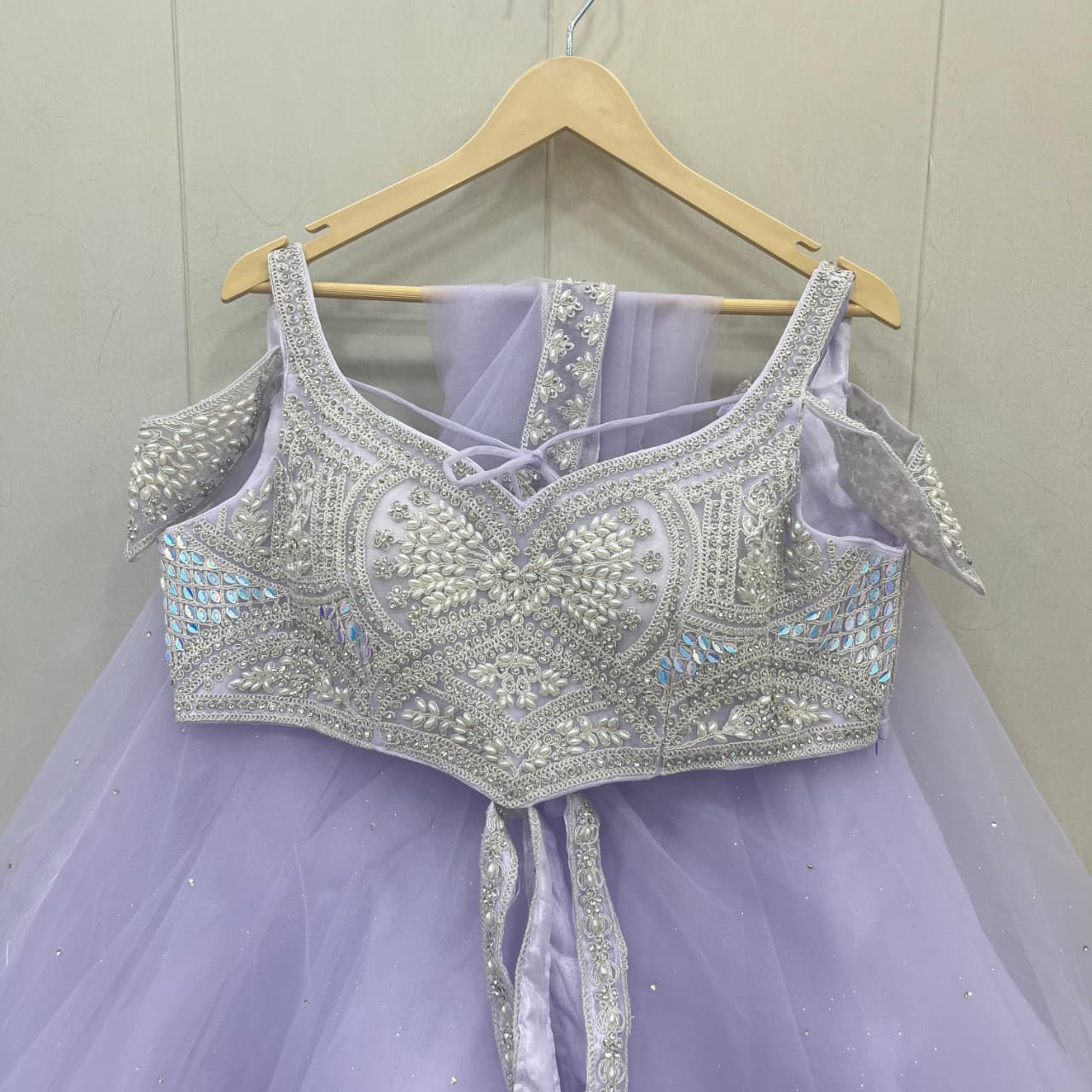 Khoobsurat Lavender baby pink crop Lehenga
