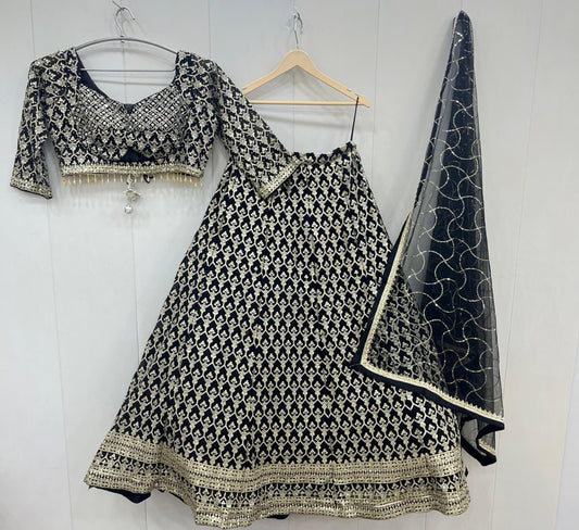 Lavishing black crop top Lehenga