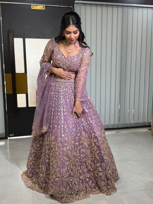 Fabulous pink flower crop top Lehenga happy customer