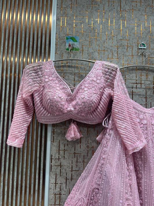 Stunning pink monotone crop top Lehenga