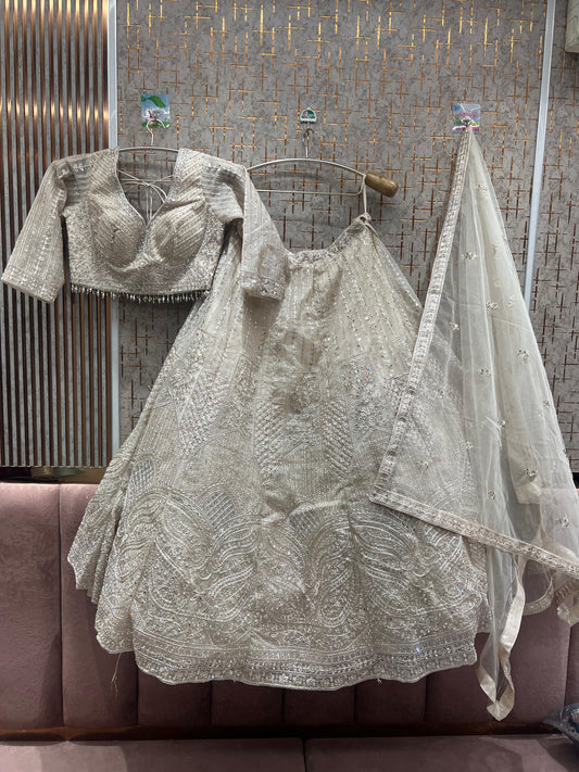 Something different white  crop top Lehenga