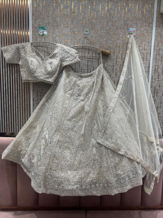 Khoobsurat White crop top Lehenga