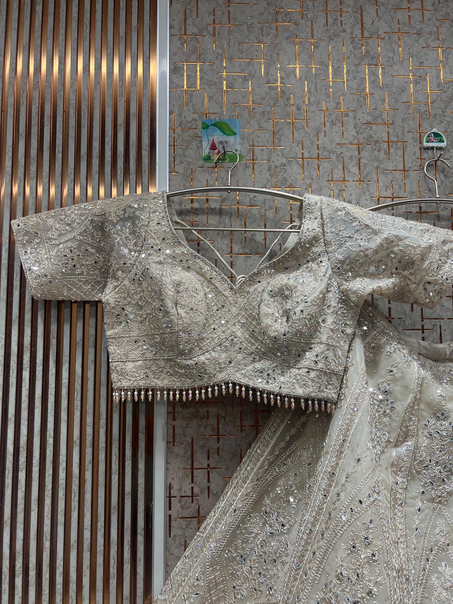 Beautiful pista green crop top Lehenga