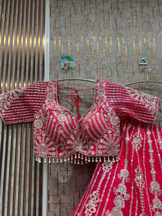 Pleasing Hot pink crop top Lehenga