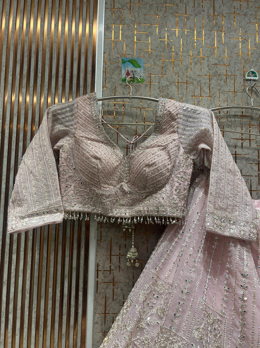 Engaging pink crop top Lehenga