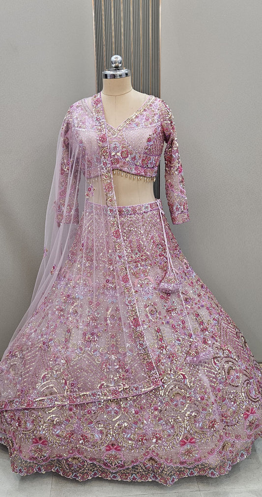 Good looking Golden beads crop top Lehenga