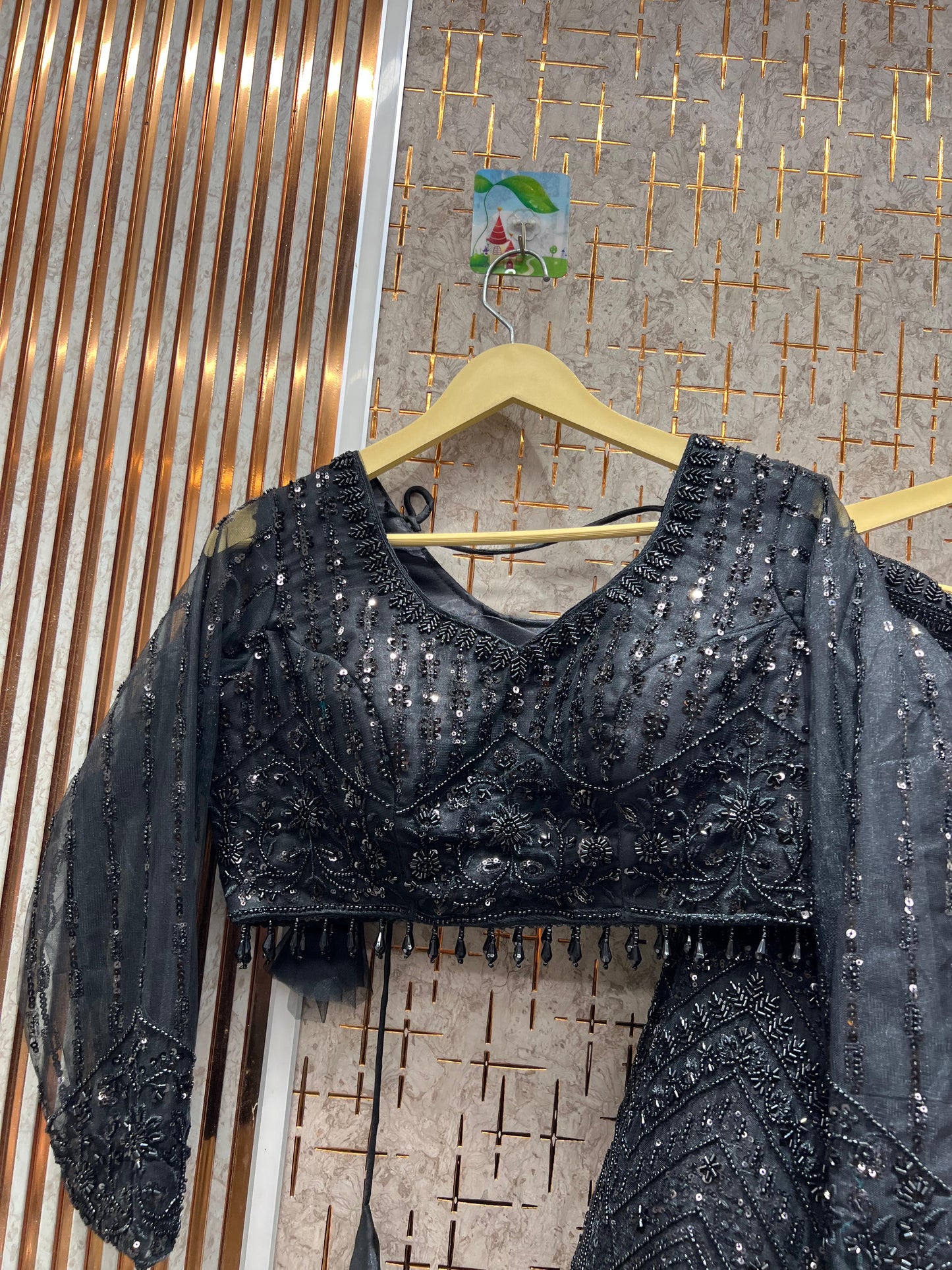 Awesome golden monotone crop top Lehenga