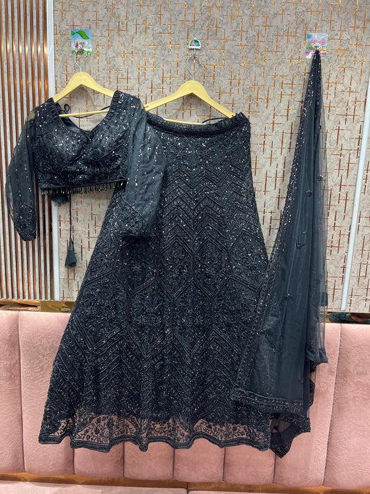 Amazing black monotone crop top Lehenga