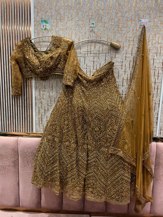Awesome golden monotone crop top Lehenga