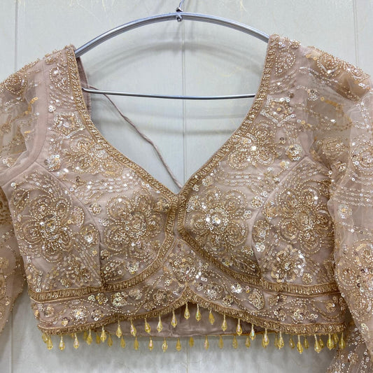 Amazing light pink beige crop top Lehenga