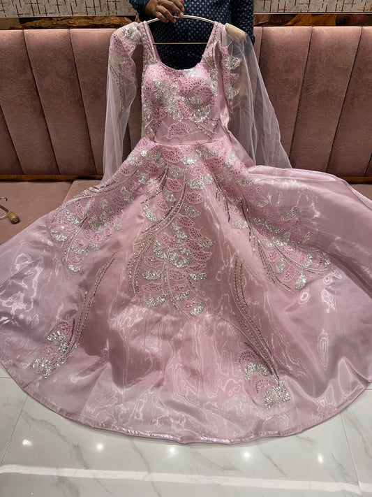 Stunning pink handwork gown