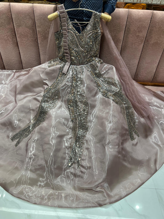 Embellished onion pink wine gown