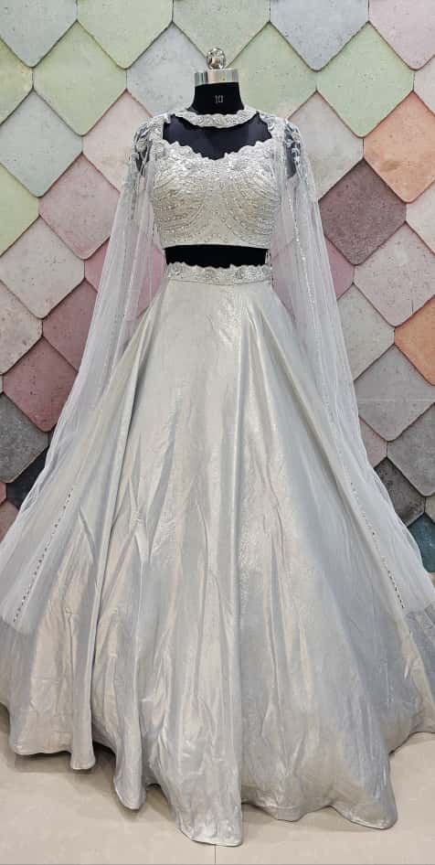 Khoobsurat white crop top Lehenga