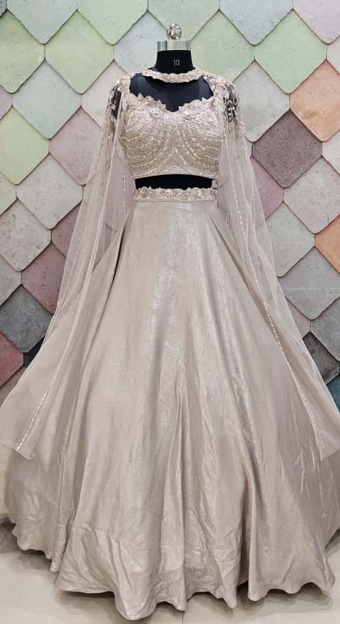 Beautiful Off white crop top Lehenga