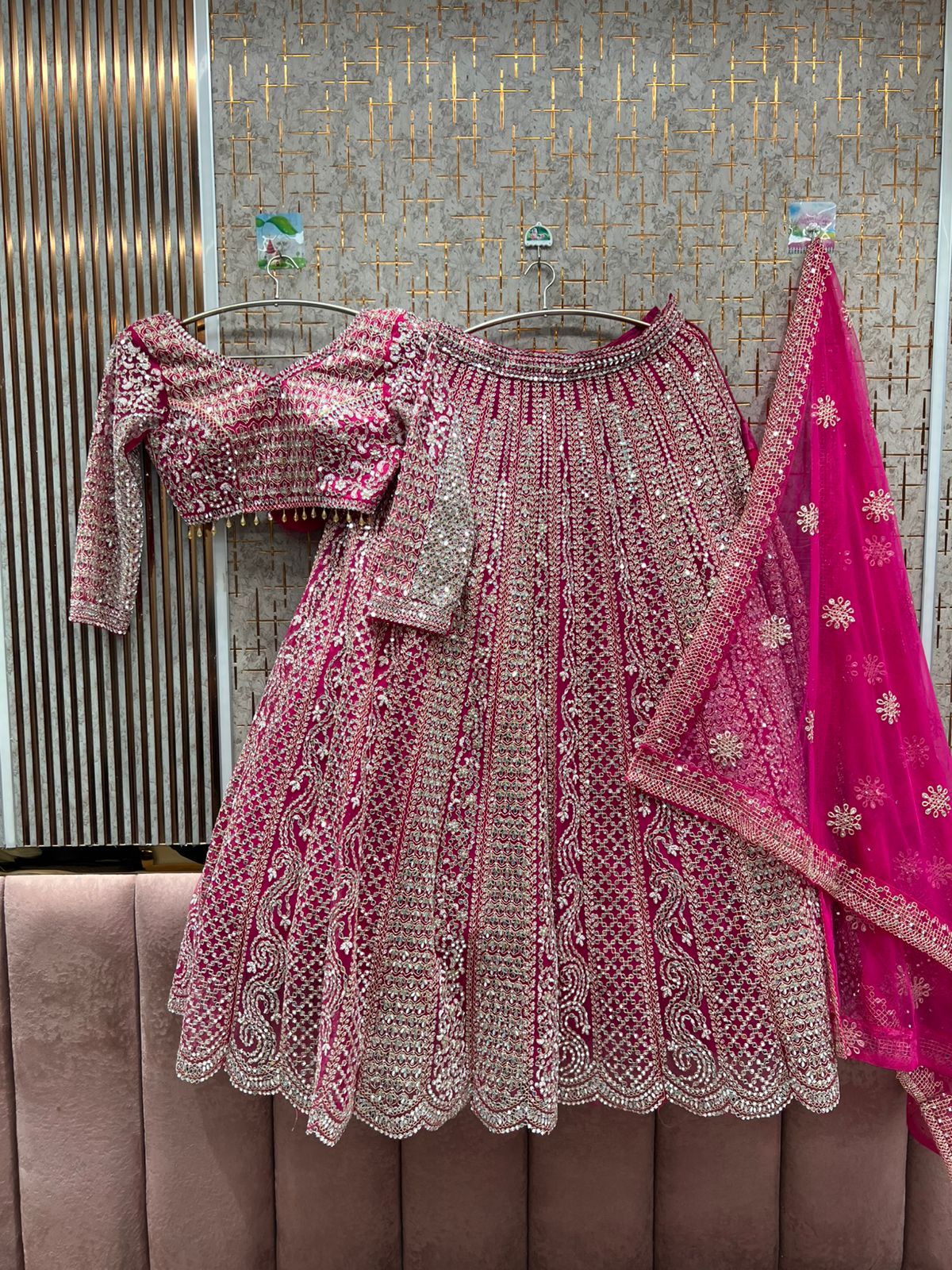Delighted pink Crop top Lehenga