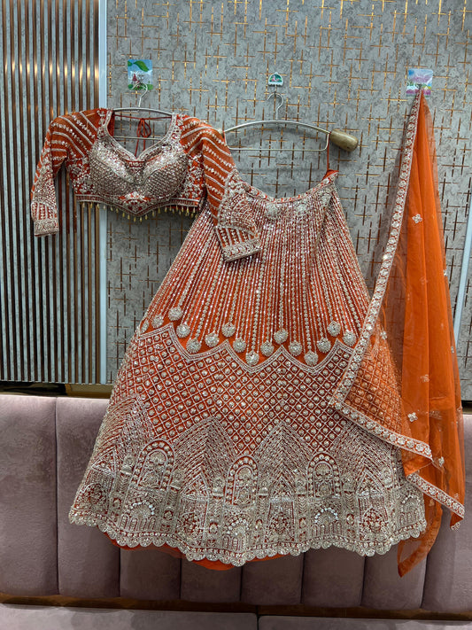 Amazing orange crop top Lehenga