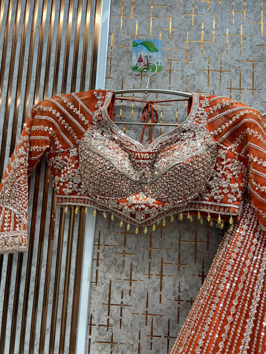 Amazing orange crop top Lehenga