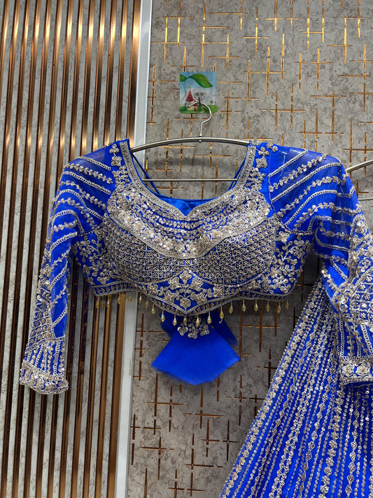 Awesome royal blue crop top Lehenga