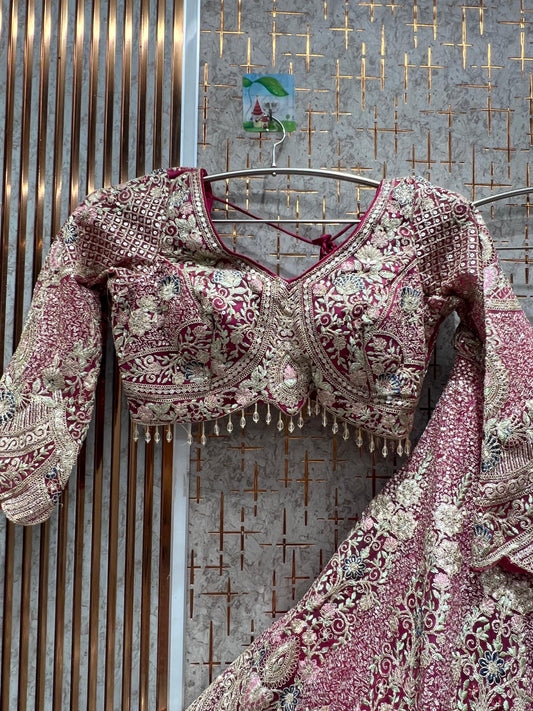 Designer Lovely pink crop top Lehenga