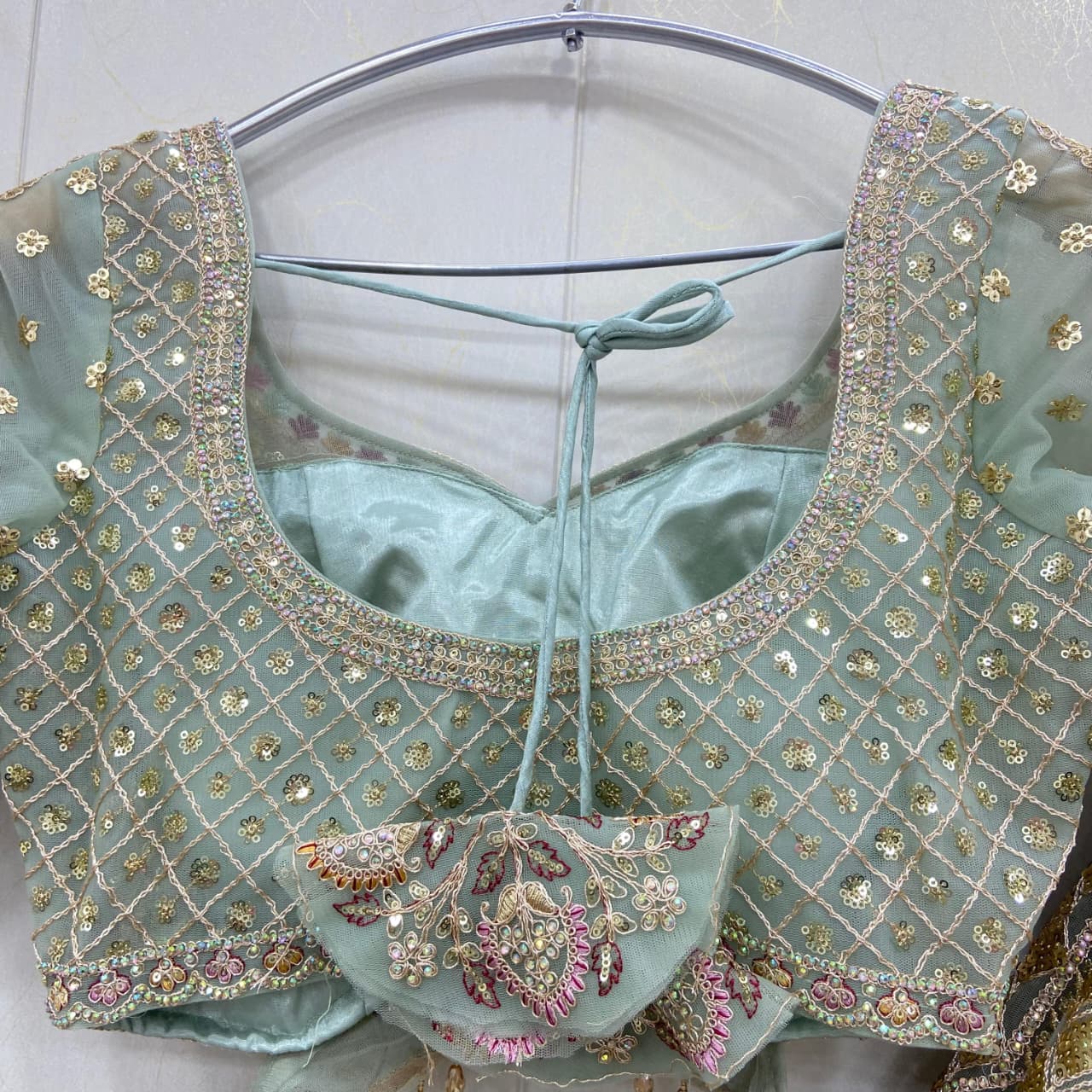 Attractive peach crop top Lehenga