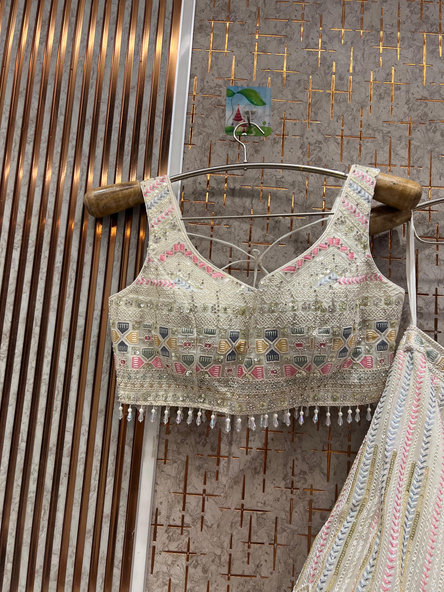 Eye catching white crop top Lehenga