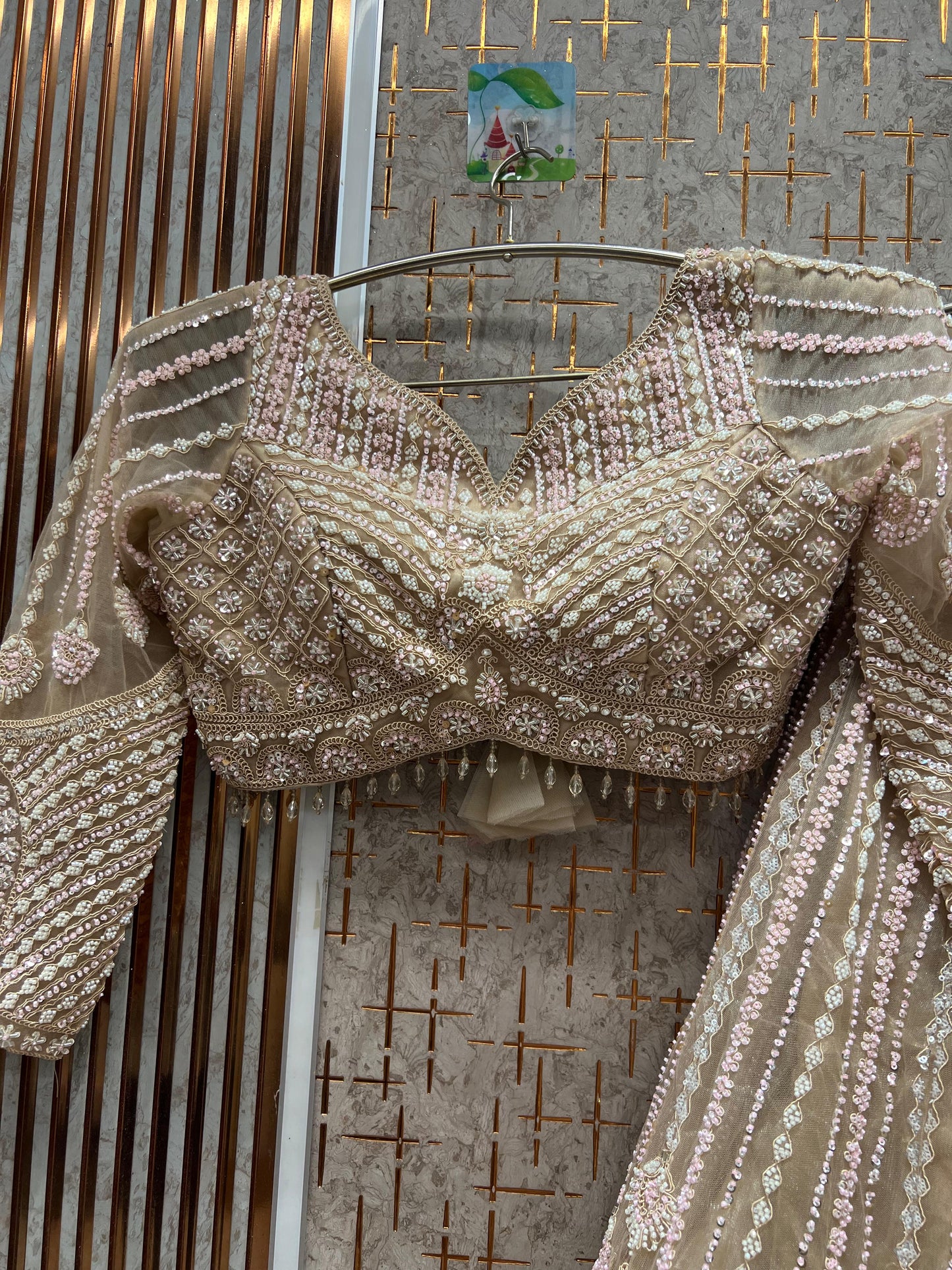 Lavishing sky blue crop top Lehenga