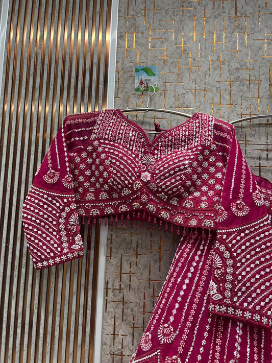 Pleasing Hot pink crop top Lehenga