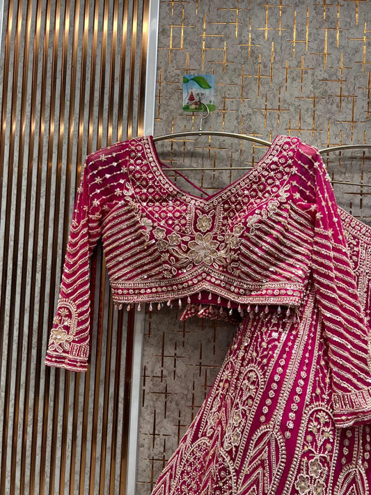 Something different Hot pink crop top Lehenga