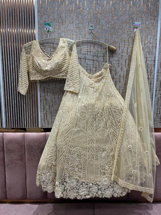 Engaging golden crop top Lehenga