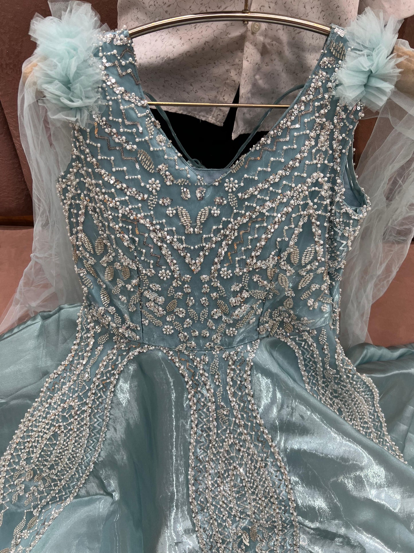 Amazing grey silver handwork gown