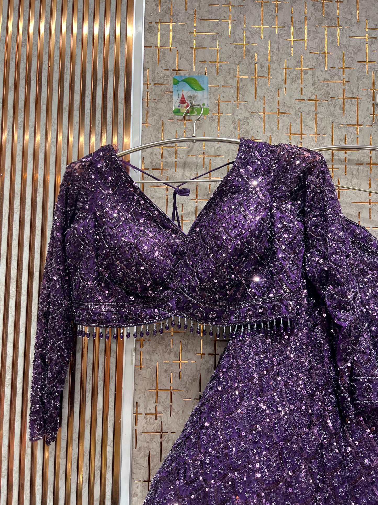 Fantastic purple on purple monotone crop top Lehenga