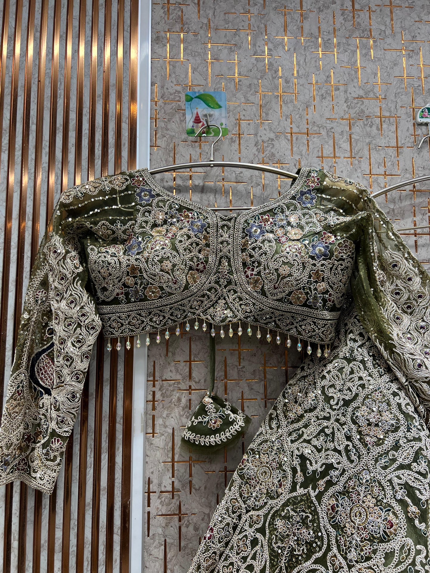 Gorgeous Sky blue peacock crop top Lehenga