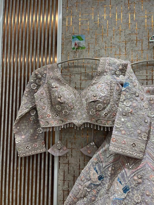 Tremendous pink peacock crop top Lehenga