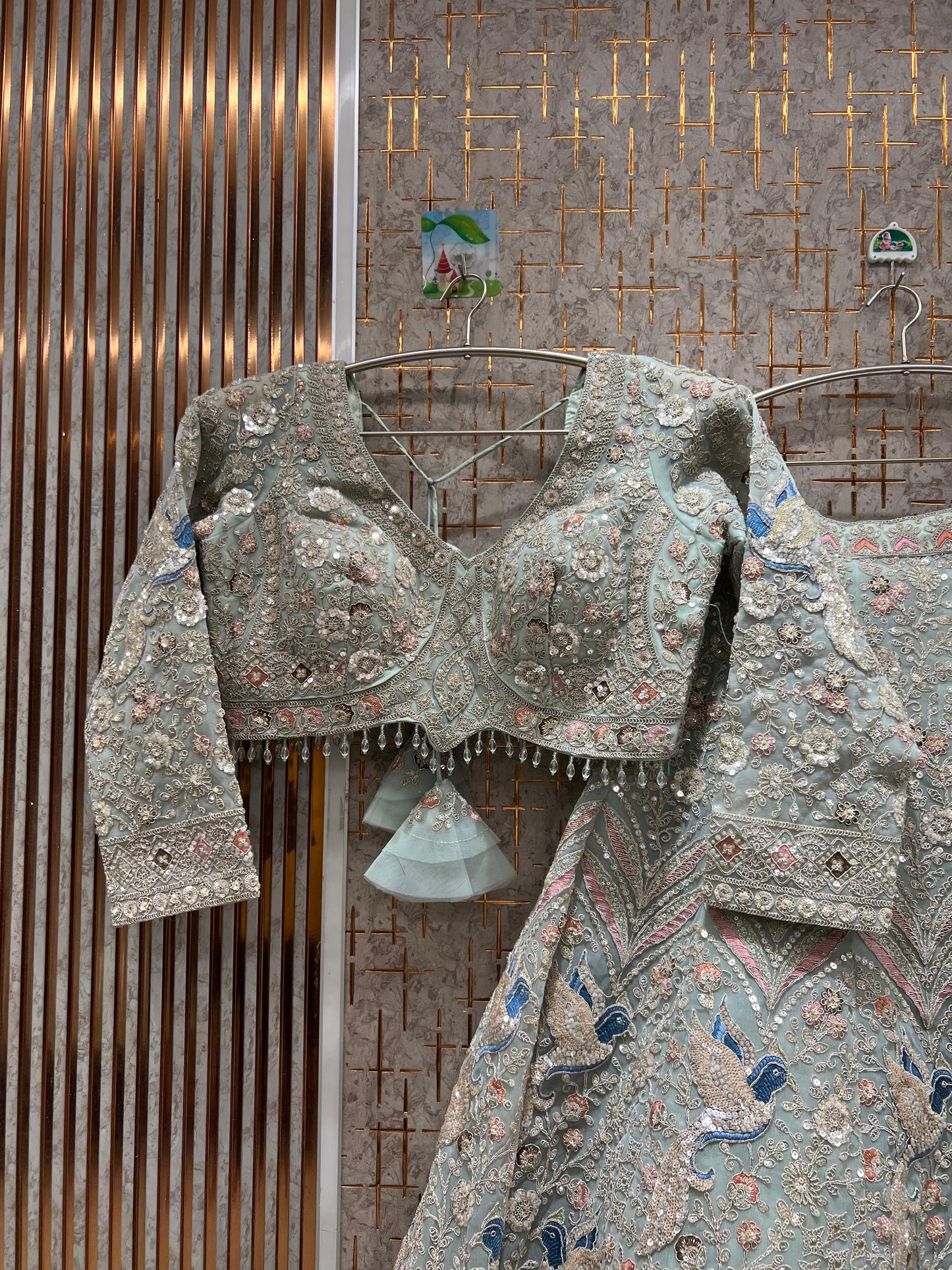 Tremendous pink peacock crop top Lehenga