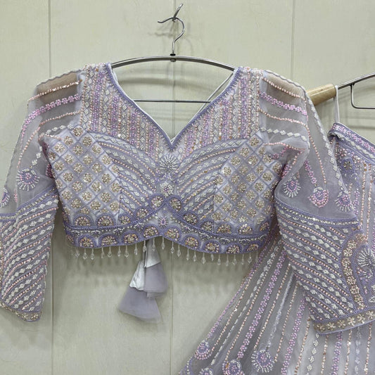 Good looking Lavender crop top Lehenga