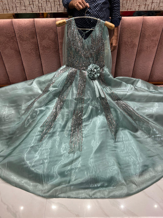 Designer blue sea Green Gown