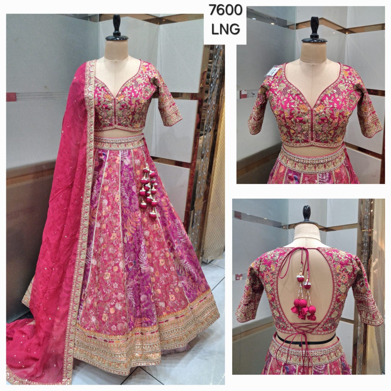 Amazing Hot pink Ready to wear Crop Top Lehenga