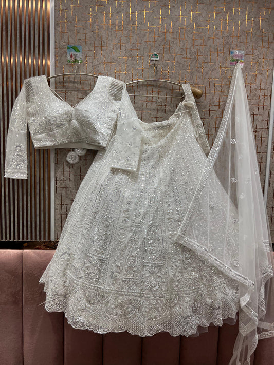Fantastic white on white crop top Lehenga