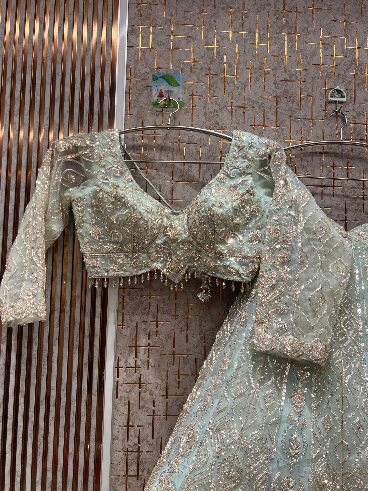 Awesome light pink peach crop top Lehenga