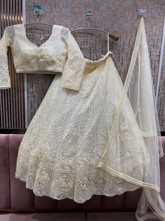 Astonishing golden on golden monotone crop top Lehenga