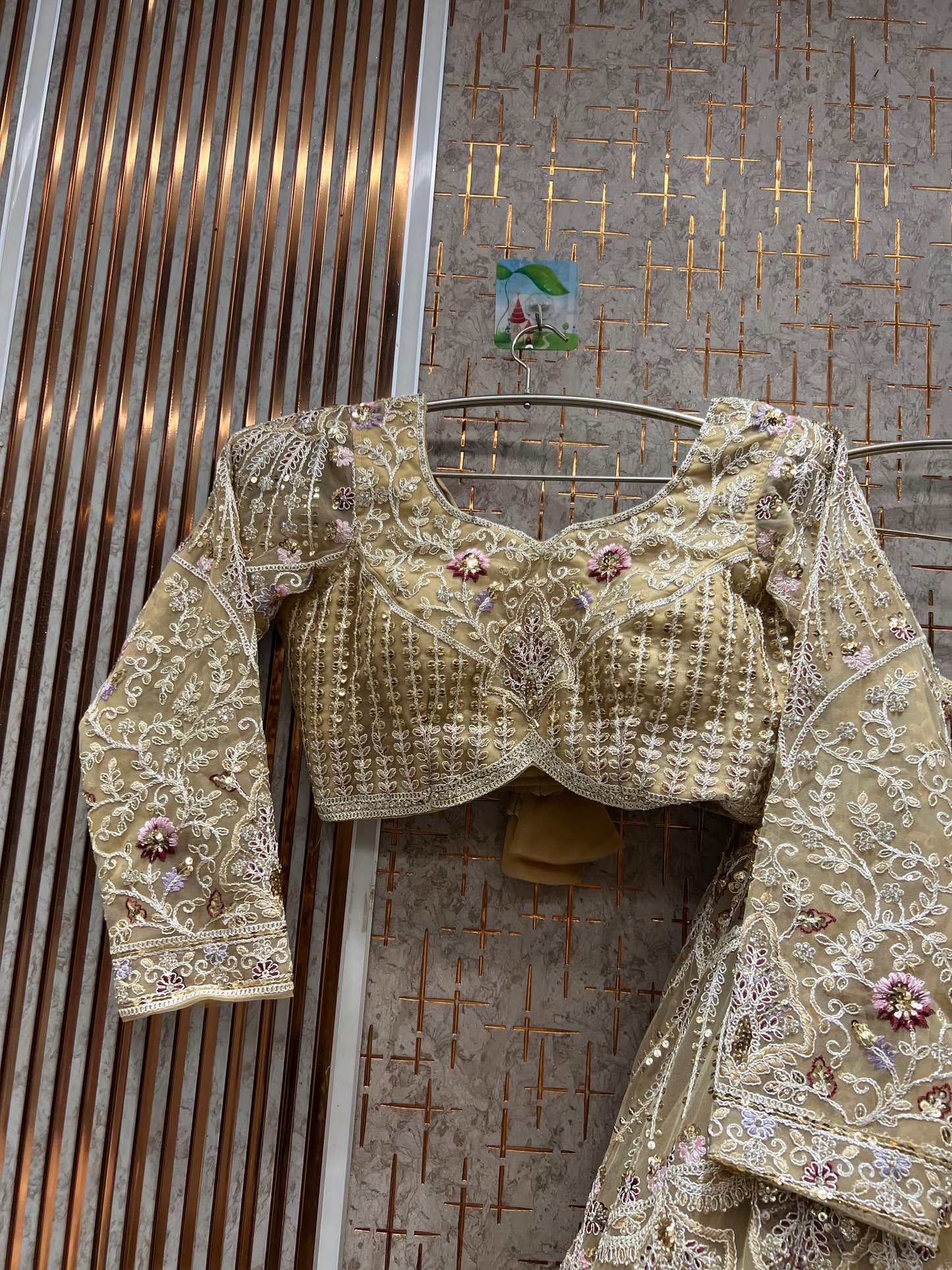 Embellished Sky blue crop top Lehenga