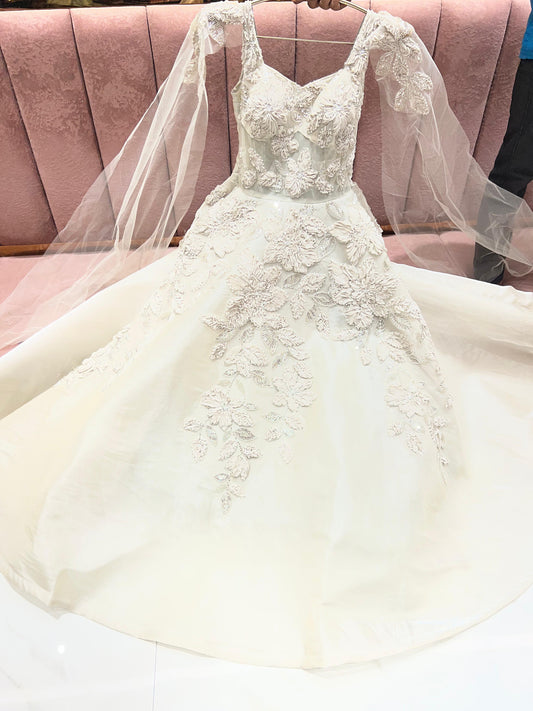 Engaging silver white gown