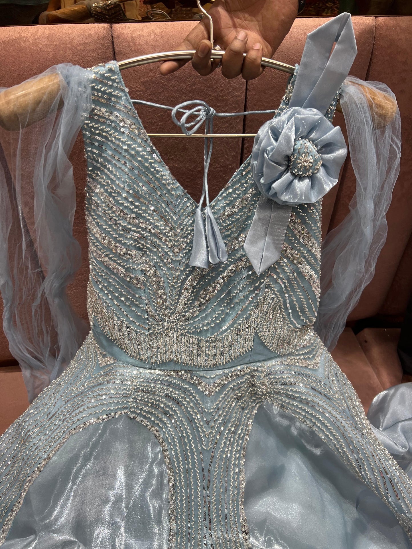 Attractive purple Sequence gown