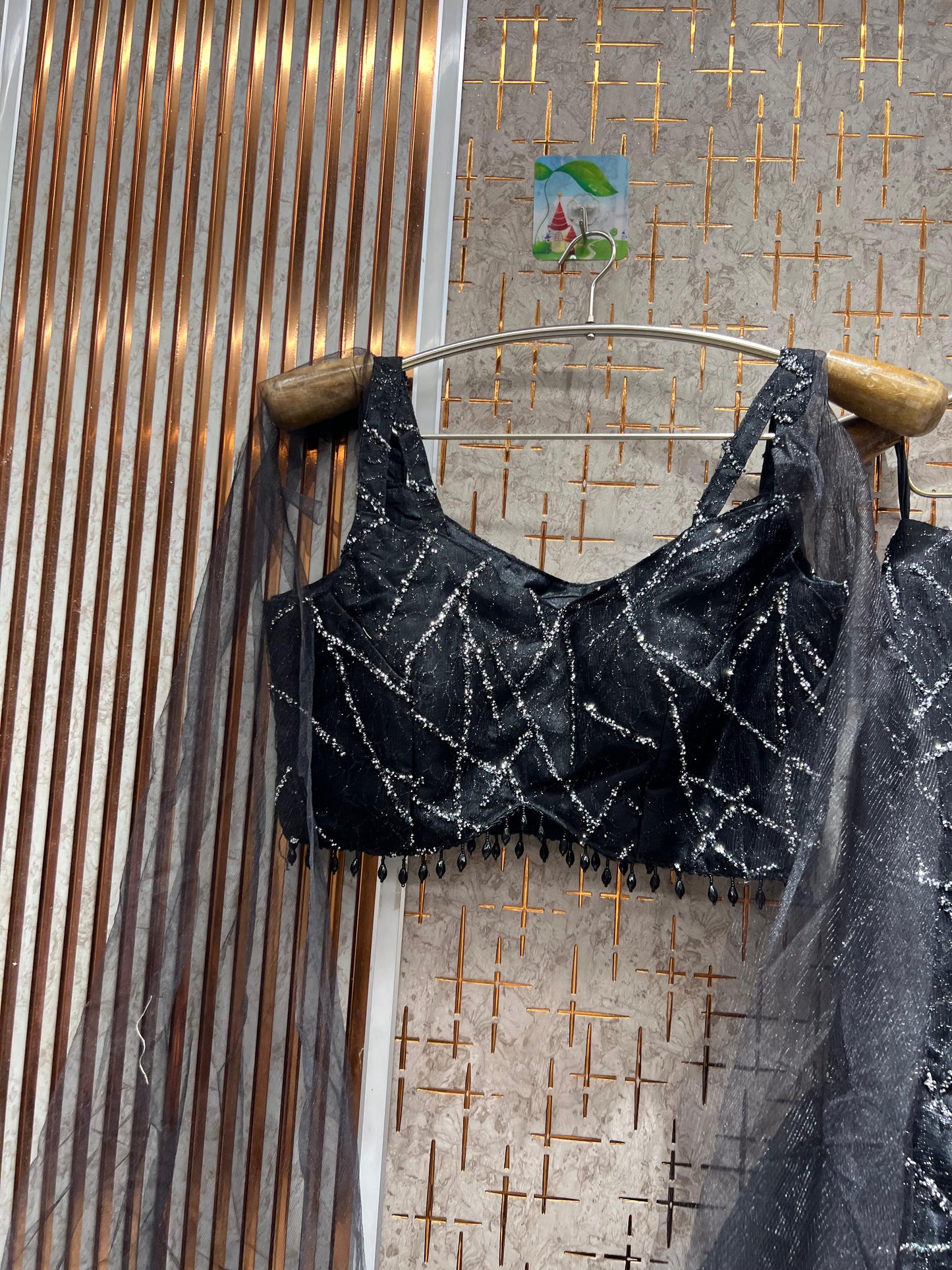 Charming black crop top Lehenga